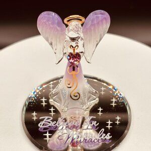 Believe In Miracles Glass Angel Figurine on Mirror Inspirational Decor Gift
